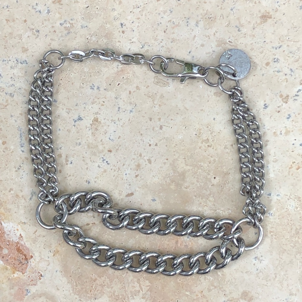 Black & Blue Stainless Steel Double Chain Bracelet